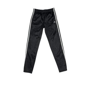 Adidas Track Pants Youth 14 16 Black Gray 3 Stripe Joggers Adult Small Fit